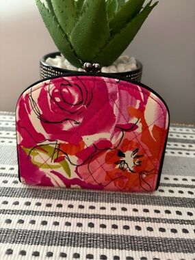 Vera Bradley Floral Kisslock Coin Purse - Pink, Orange & Green